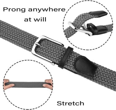 Еластичний плетений ремінь JUKMO сірого кольору, розмір XL (101-110 см, довжина 125 см)