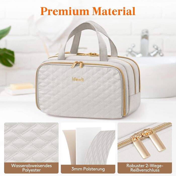 Валіза-органайзер для косметики Lifewit 5L, сірий, водовідштовхувальний, з відділенням для мокрого одягу