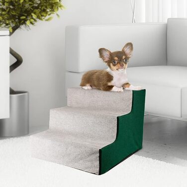 NAMSAN Dog Stairs 3-Step Pet Ladder, Easy Assembly, Cat Stairs with Washable Cover for Sofa, 42 x 40 x 31cm