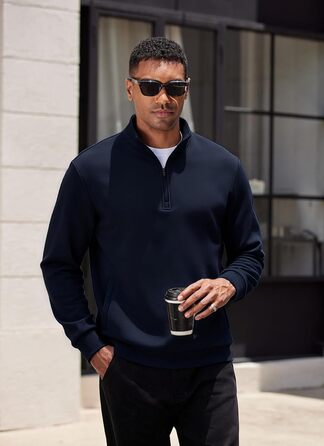 Світшот PINSPARK чоловічий з ¼ блискавкою, довгим рукавом, без капюшона, темно-синій (Navy Blau), 3XL