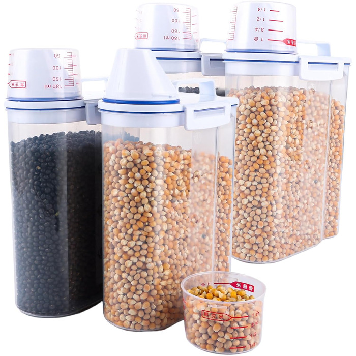 Контейнери для зберігання їжі ZOFUN (4 шт.) - герметичні, для сухого корму, крупи, цукру, кави, тощо