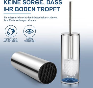 Набір для туалету FIISAYL: щітка для унітазу з підставкою, нержавіюча сталь, матове срібло