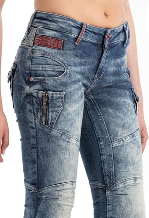 Джинси жіночі Cipo & Baxx з ефектом потертості та дір, блакитні 30W/32L