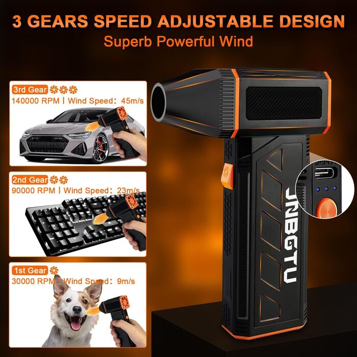 Пилосос для чищення повітрям JNBGTU F31 PRO: для ПК, клавіатури, авто, дивану. 130000 об/хв