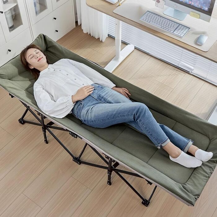 Розкладне ліжко для дорослих HCBUTAЕ 250kg - односпальне, гостьове, туристичне ліжко для відпочинку на природі та вдома (з кишенею, сталевий каркас, Oxford)