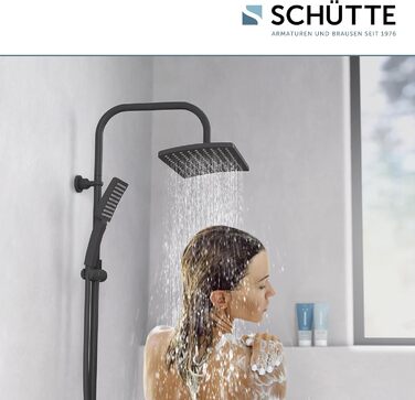 Schütte Shower Set MALLORCA Shower Column with Large Rain Shower Head, Hand Shower with 3 Jet Types, Shower System without Faucet, Matte Black