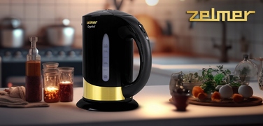 Електричний чайник Zelmer ZCK7630 Crystal Gold, 2200 Вт, 1,7 л, чорний