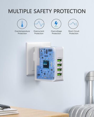 Універсальний адаптер LENCENT з USB-зарядкою 4 в 1, 22W (EU/US/UK/AU) для мобільних пристроїв