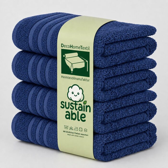 Набір рушників DecoHomeTextil Eco (6 шт.), махрові, екологічні та гігроскопічні, сині (4 шт. 70x140 см, 2 шт. 50x100 см)