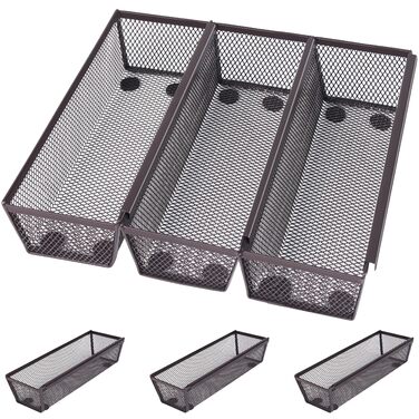 Органайзер для столових приборів Winter Shore в шухляду, бронзовий (6 шт.) - розсувний, з гумовими ніжками