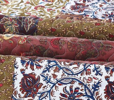 Комплект постільної білизни Red Riches 2-частинний – двоспальне ліжко з 1 наволочкою, осінній дизайн пэтчворк, легка стегане покривало, осінній стиль кантрі.