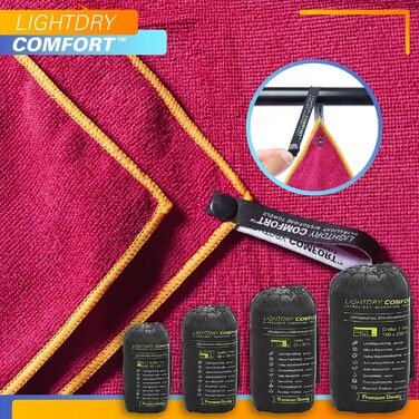 LightDry® Original Мікрофіброве спортивне рушник для подорожей - рушник для басейну та фітнесу, швидковисихаюче, антибактеріальне (60 x 30 см, Бордовий)