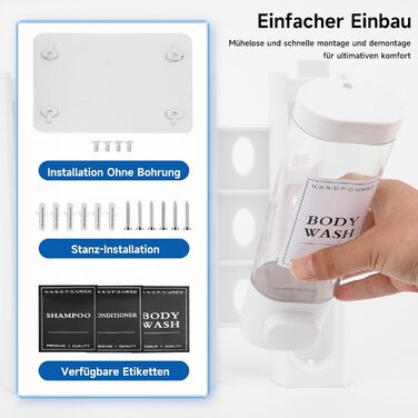 Настінний диспенсер для мила та гелю для душу з 3-ма відсіками, 300 мл, ABS пластик, для готелів та дому