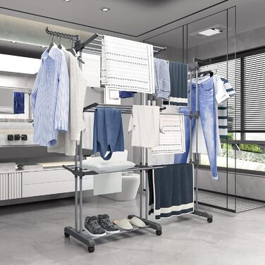 Розкладна сушилка для білизни Turm з 6 крил та 2 боковими крилами, сіра, S (розтяжна)