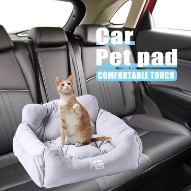 Автокрісло для собак PETCUTE - зручне, миється, з кишенею та страхувальним ремінцем, сірого кольору