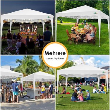 COBIZI 3x3 Pavilion, Waterproof Folding Pavilion 3x3, Stable, 275 cm Party Tent UV Protection 50+ Folding Pavilion 3x3m with Waffle Pattern for Camping Beach Family Gatherings (White)