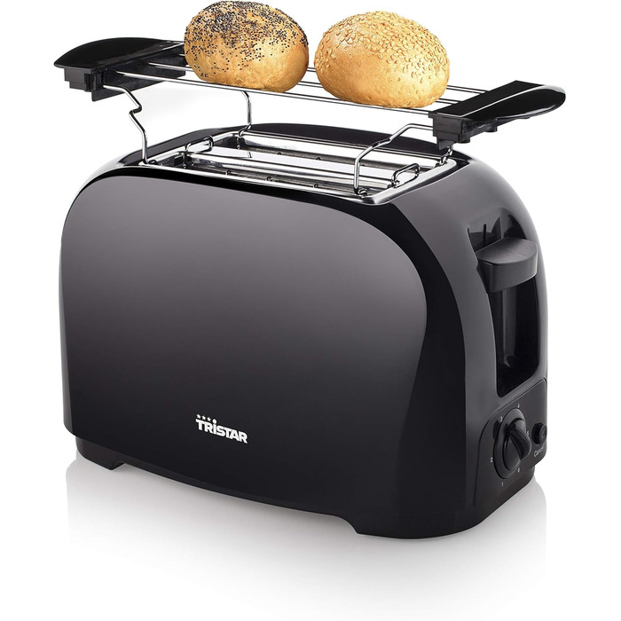 Тостер Tristar BR-1025: 6 рівнів підсмажування, підставка для тостів, знімний піддон для крихт, чорний
