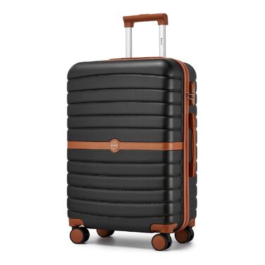 Чемодан KONO: міцний валіза-тележка середнього розміру (66 см) з ABS+PC, подвійними колесами та кодовим замком (чорний/коричневий)