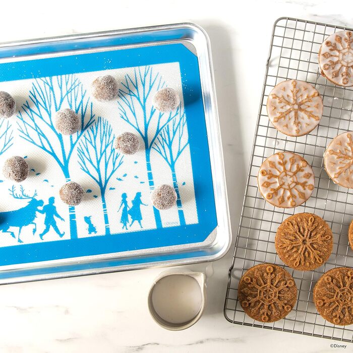 Nordic Ware Disney Frozen 2 Cookie Stamps, Design: Falling Snowflake, Set of 3, Silver with Blue Handles