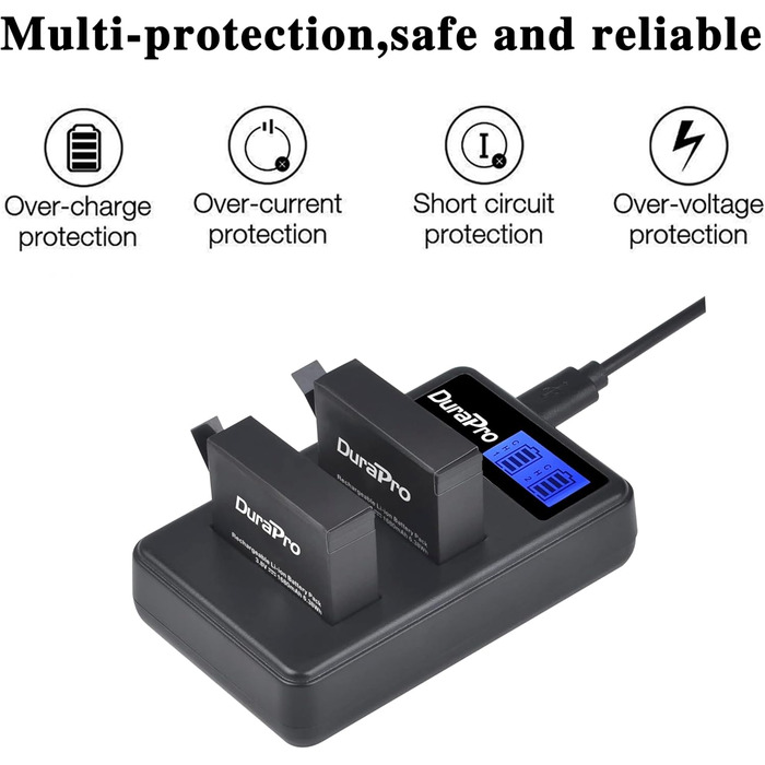 Акумулятор DuraPro 4X 1680mAh + LCD зарядний пристрій Dual USB для GoPro 4 / Hero 4 AHDBT-401