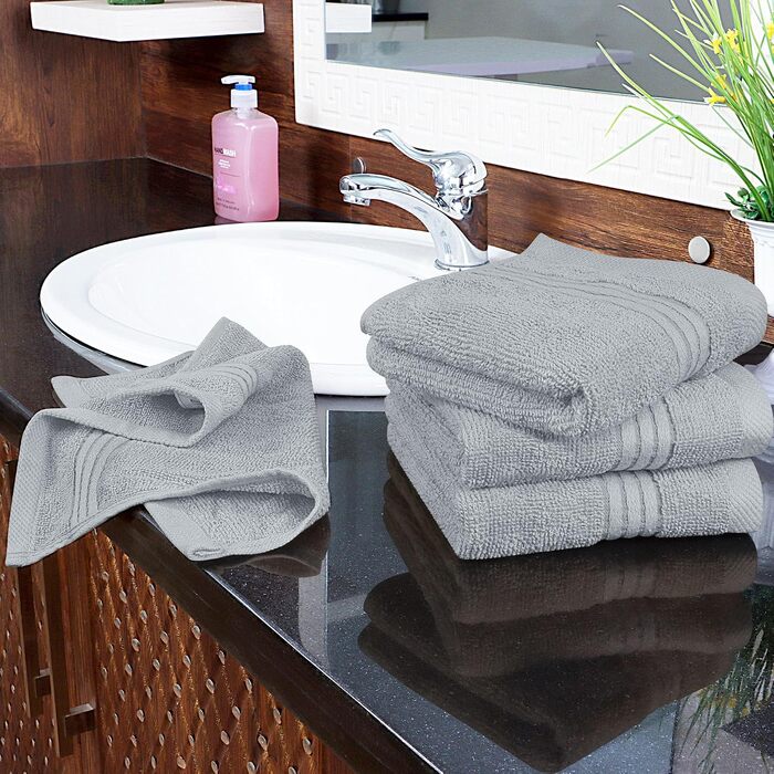 Набір м'яких махрових рушників для обличчя та тіла Utopia Towels, 30x30 см, 100% бавовна, сірий (12 шт)