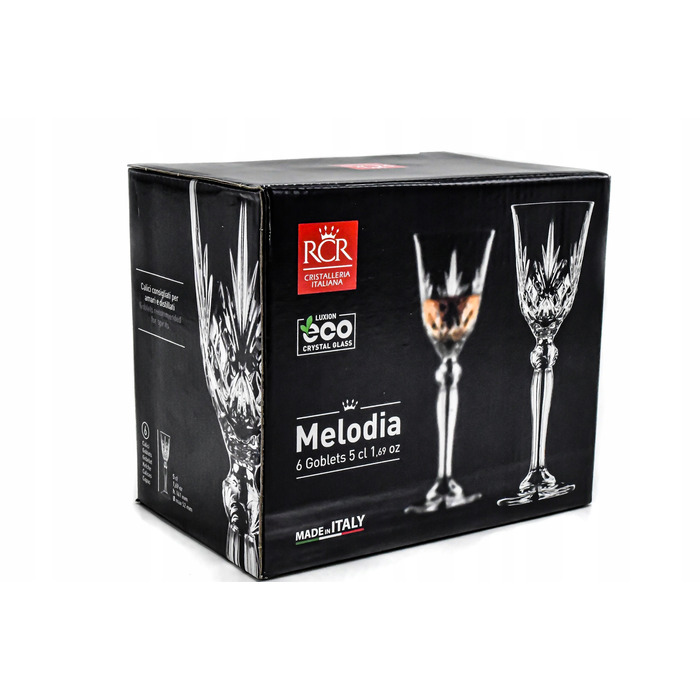 Набір келихів для лікеру RCR Melodia, прозорі, 50 мл, 6 шт.