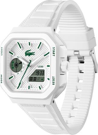 Годинник Lacoste LC33 Square силіконовий ремінець, кварцовий, блакитний/зелений/білий