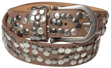 Жіночий ремінь styleBREAKER з заклепками 4 см, екошкіра, металева пряжка, вінтажний стиль для джинсів, регульований