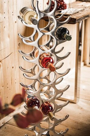 MichaelNoll Wine Rack Bottle Rack Bottle Aluminum Silver Luxury - Wine Rack, Modern Metal Shelf - Bottle Holder/Bottle Stand for Bottles of Prosecco, Wine and Champagne - 101 cm XXL
