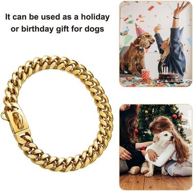 Нашийник для собак Cuban, нержавіюча сталь, 14 мм, ланцюжок, довжина 26/31/36/41/46/51/56/61 см, золотий, для цуценят, собак маленьких та середніх порід