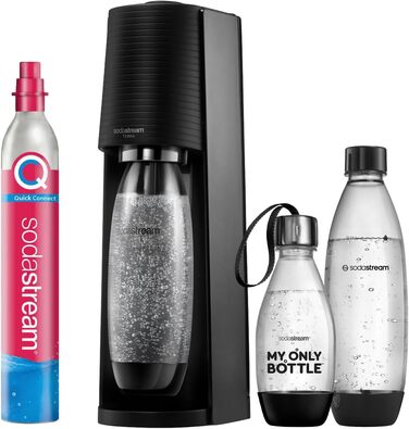 SodaStream TERRA: Газова вода вдома - Комплект з CO2, 2x1L та 1x0.5L пляшки, чорний