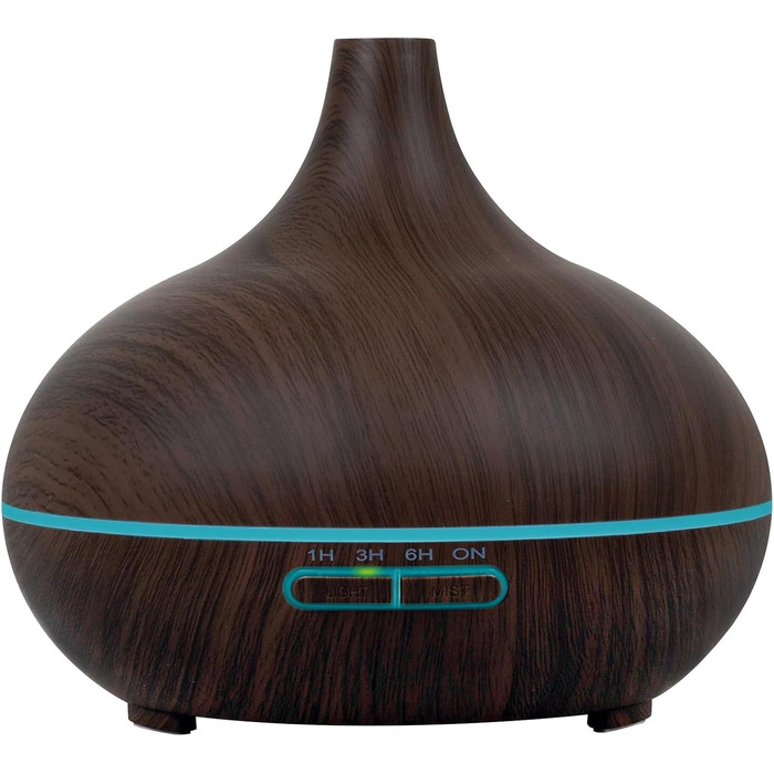 Ароматичний дифузор 300 мл - ультразвуковий зволожувач повітря з LED-підсвіткою 14 кольорів та таймером, для ароматерапії, з ефірними оліями (темно-кольоровий)