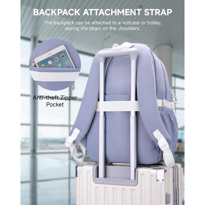 Рюкзак для підлітка, шкільний рюкзак для дівчинки з багатьма відділеннями, рюкзак для учнів 3-5 класів, середньої та старшої школи, нейлоновий рюкзак для подорожей та відпочинку, блакитний