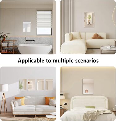 4 самоклейні дзеркала, 20 x 30 см, акрилові дзеркала для стін, школи, дому, вітальні, ванної, спальні