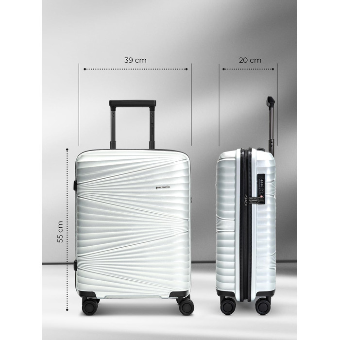 Легкий валіза на колесах 55 см з TSA-замком | Об'єм 41 л, поліпропілен, сріблястий | Collection 02
