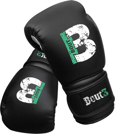 Дитячі боксерські рукавички BOUT3® для кікбоксингу, муай-тай, спарингу та тренувань | Рукавички для боксерського мішка, боксерські рукавички для хлопчиків та дівчаток (4 Oz, 4-6 років, чорні)