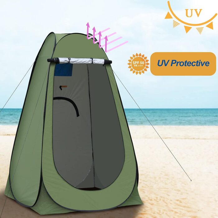Намет для туалету та душу TUKAILAI для кемпінгу, Pop-Up, 150x150x190 см, зелений