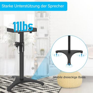 Підставка для колонок, 2 шт., регульована висота 86–127 см, з кабельною організацією, вантажопідйомність 3.6 кг, для малих колонок (PX3 2-P21)