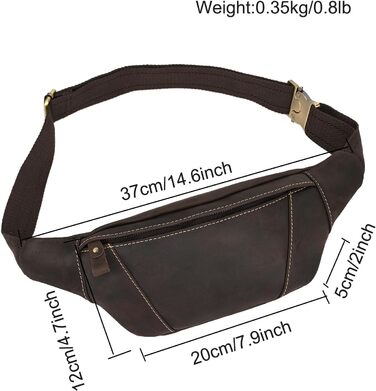 Чоловіча поясна сумка з натуральної шкіри LUUFAN, темно-коричнева (1034)