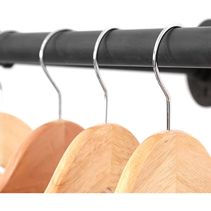 Wall-Mounted Clothes Rack 200cm Pipe Clothes Rail Industrial Style Wall Hangers Detachable Metal Clothes Rod Wardrobe Rail Bedroom for Hallways Living Room Bedroom