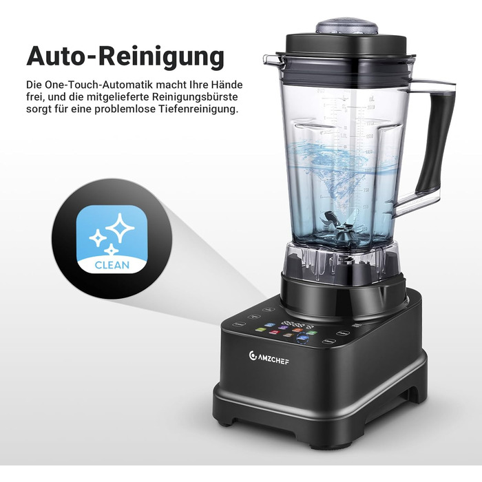 AMZCHEF 8-in-1 Multi Stand Mixer with Auto-IQ | 2000W High-Power Mixer with LCD Touchscreen | 2L Blender with 8 Smart Menus and 10 Speeds for the Kitchen | Black 25.6 x 20.1 x 47.6 cm Black