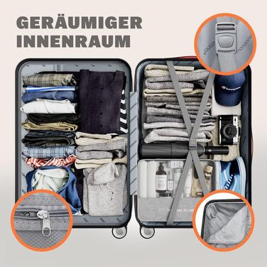 Набір валіз Monzana 3шт Exopack TSA, колір шампань: M, L, XL, жорсткий корпус, гелеві ручки, 4 колеса, телескопічна ручка