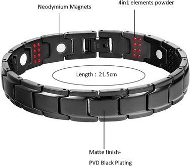 Чоловічий браслет JFUME з нержавіючої сталі, подарунок для чоловіків, чорний, регульований 21,5 см