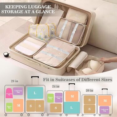 Набір органайзерів для валіз GIBOHOM, 15 шт. Packing Cubes, водонепроникні сумки для одягу для подорожей, Travel Organizer, бежевий