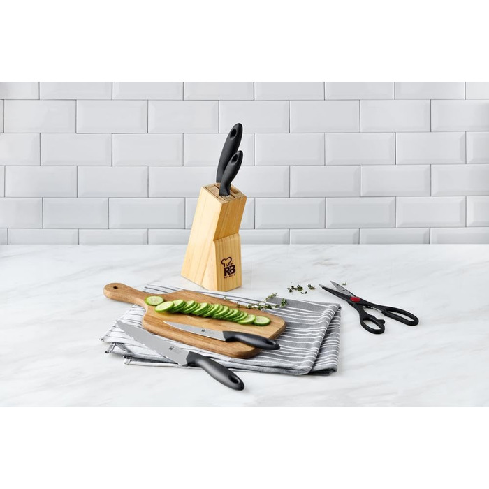Набір кухонних ножів RENBERG Tenessy, 15 предметів з дерев'яною ручкою, нержавіюча сталь, професійний