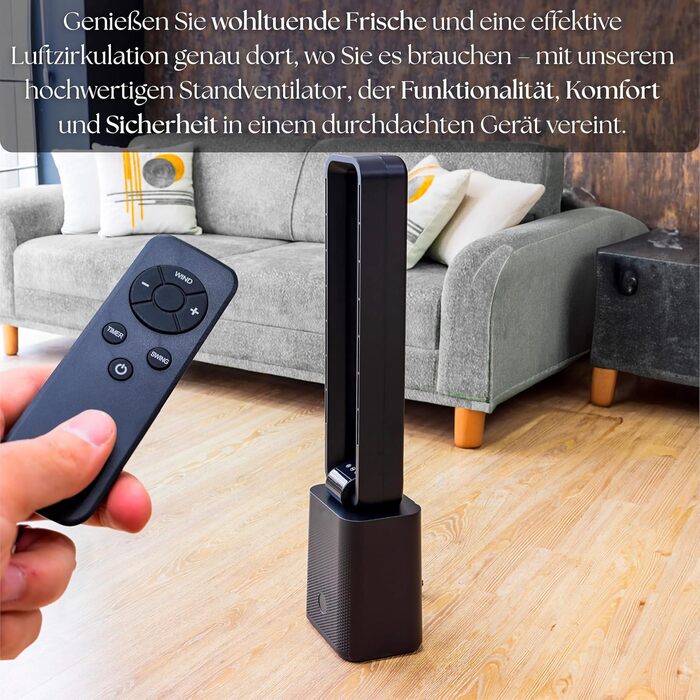 Тиха та потужна базова колонка з LED-дисплеєм, пультом дистанційного керування, 3 режимами та таймером 15 годин. Кольори: чорний