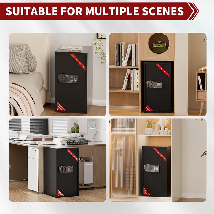 KABISAFE 45L Сейф для дому з електронним замком та ключем, 80L (подвійний ящик)