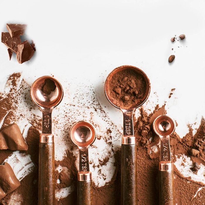 32 x Measuring Cup Set Wooden Handle Stainless Steel Coated Copper Metal Measuring Spoons Baking Kit