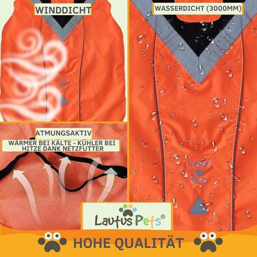 Lautus Pets Dog Raincoat, Waterproof, Reflective, Light with Harness Hole (Orange, 2XL)