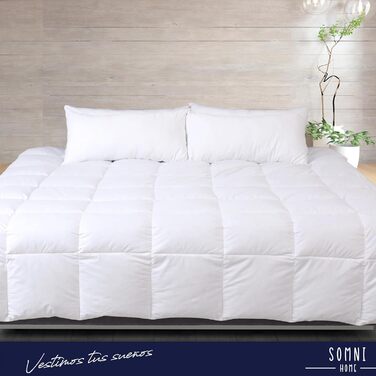 Двоколірна ковдра SOMNI HOME 180x260 см, стьобана, як пух, для односпального ліжка, 80/90 см, реверсивна, тепла, легка, 400 г/м², бежево-піщана